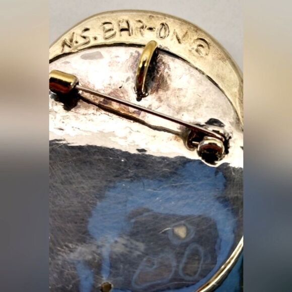N.S Bar-On Brooch Pendant Gold Tone Silver Vintage Jewelry - Picture 11 of 16